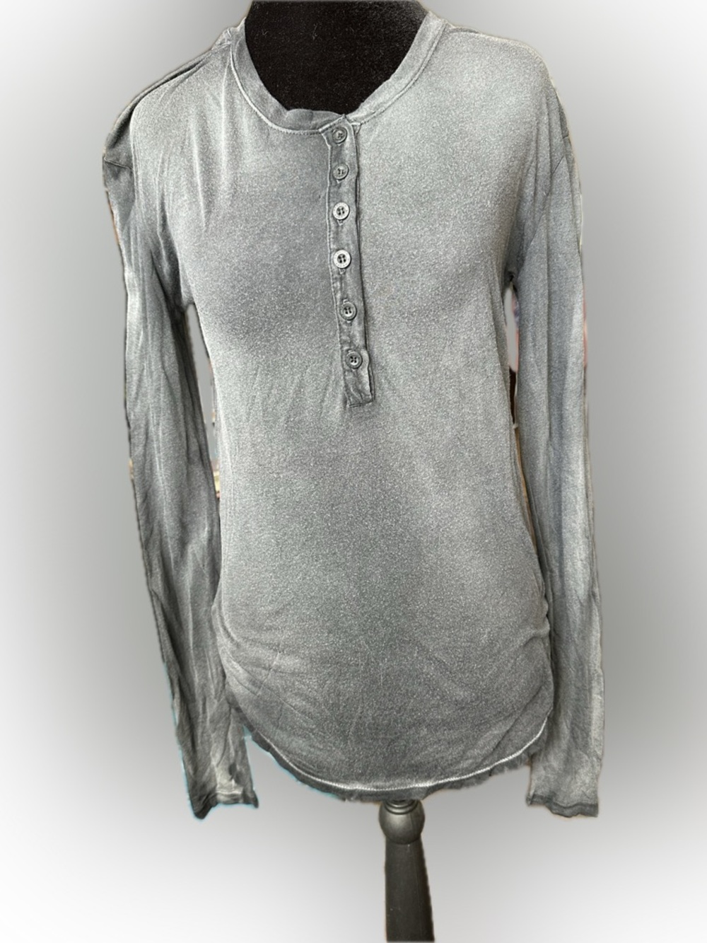 Rebecca Minkoff Gray Long Sleeve Henley Top